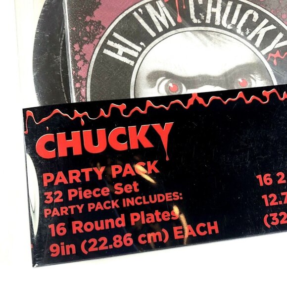 Chucky Childs Play 32 Piece Park Pack Plates Napkins Horror Movie Halloween NEW - Picture 5 of 7